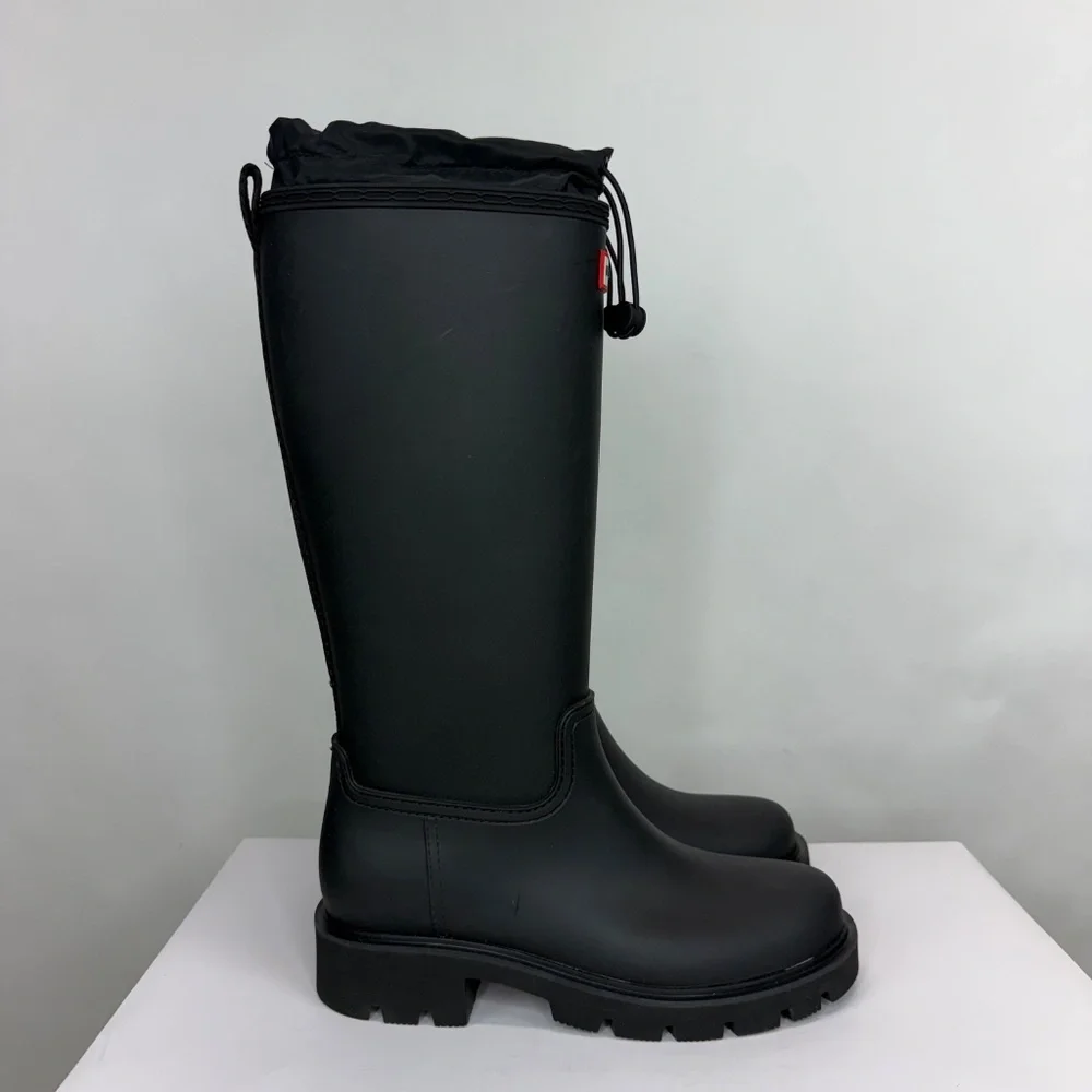 New Hunter Carson Lug Sole Rain Boot Black Sz 9